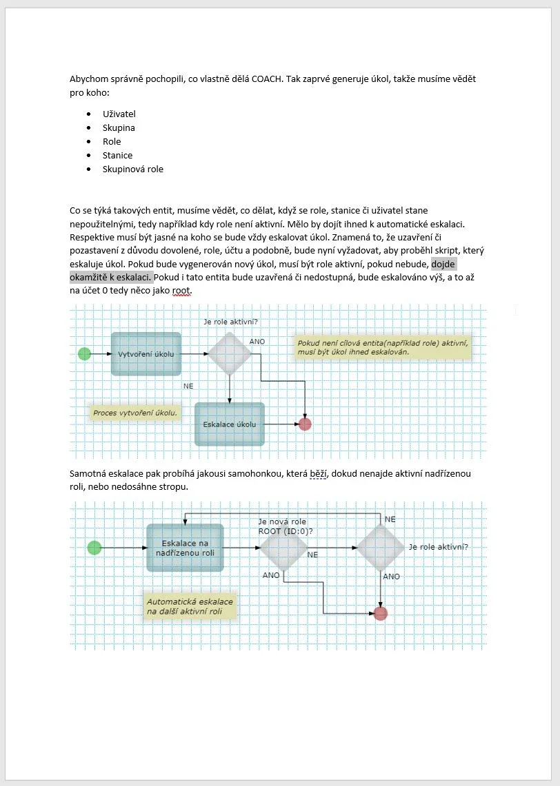 Náhled použití VIS9 BPMN ve Wordu.